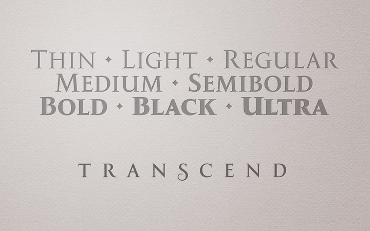 Ejemplo de fuente Transcend Black